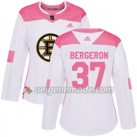 Dame Eishockey Boston Bruins Trikot Patrice Bergeron 37 Adidas 2017-2018 Weiß Pink Fashion Authentic